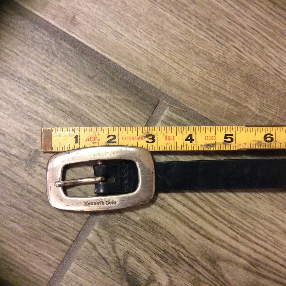 "Cinturón de cuero de grano completo negro para mujer Kenneth Cole 36x3/4""" Foto 3 de 4