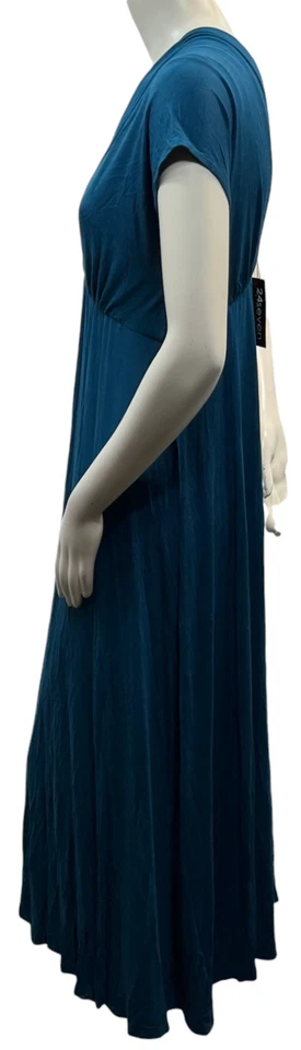Maxi Vestido 24 Seven Mujer Talla Grande 1X Azul Manga Gorra Cuello en V Nuevo Foto 3 de 4