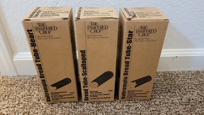 The Pampered Chef Set of 3 Valtrompia Bread Tubes Star, Heart, and Scalloped 