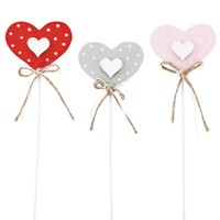 Gepunktete Holzherzen Blumenstecker Diy Valentinstag Deko 6×5Cm 18 St