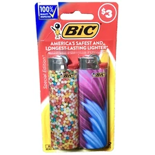 BIC LIGHTER RAINBOW SPRINKLE, SWIRL  Special Edition retro 2 PACK