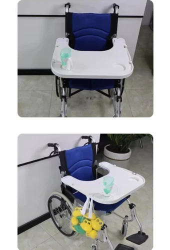 New design Wheelchair Tray Detachable Wheelchair Table 4 hooks 2 Cup Holders ABS - Picture 12 of 22
