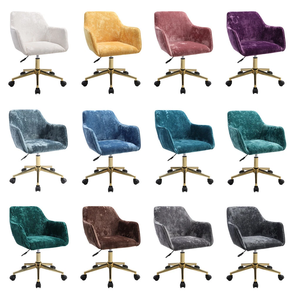 Swivel Office Chair Crushed Velvet Padded Computer Desk Chair
