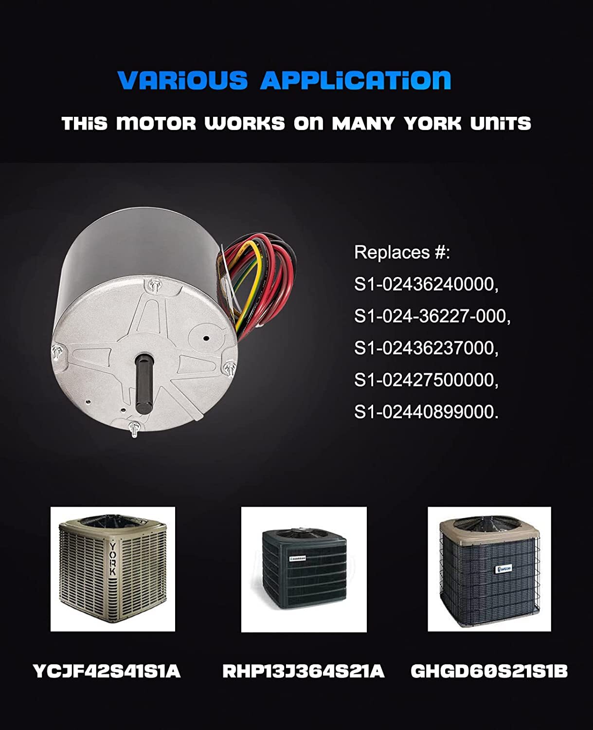 F48AA68A50 York Condenser Fan Motor1/4 HP 208230 Volt Replaces