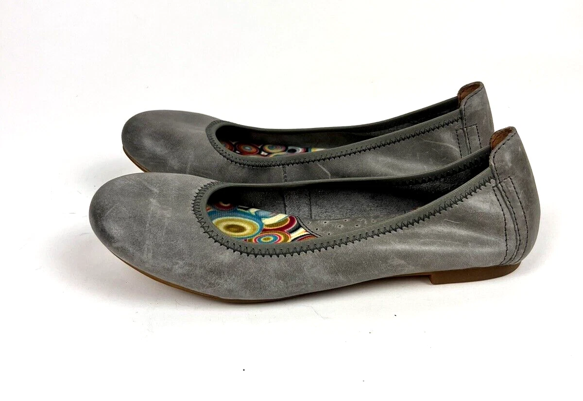 Born Shoes Women s Julianne Casual Slip On Ballet Flats Grey Leather Size 7.5
