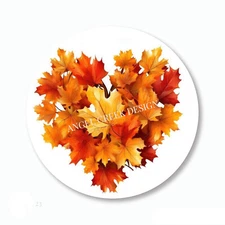 Autumn Leaves Heart Fall Leaves Scrapbook Stickers Favors Labels Envelope Seals