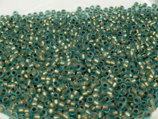 Toho Seed Beads 11/0 - Frosted Gold Lined Aqua