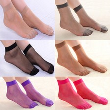 Lot 10 Pairs Women Solid Ultra-thin Boat Ankle Socks Transparent Short Stockings