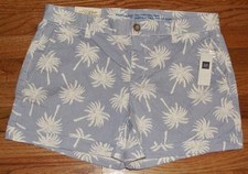 NWT Womens Khakis by GAP Girlfriend 4 Inch Short Cuffed Hem Shorts Palm Tree F2