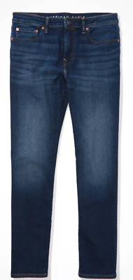 Men's American Eagle AEO Flex Original Straight Denim Jean Medium Wash 34x30 New