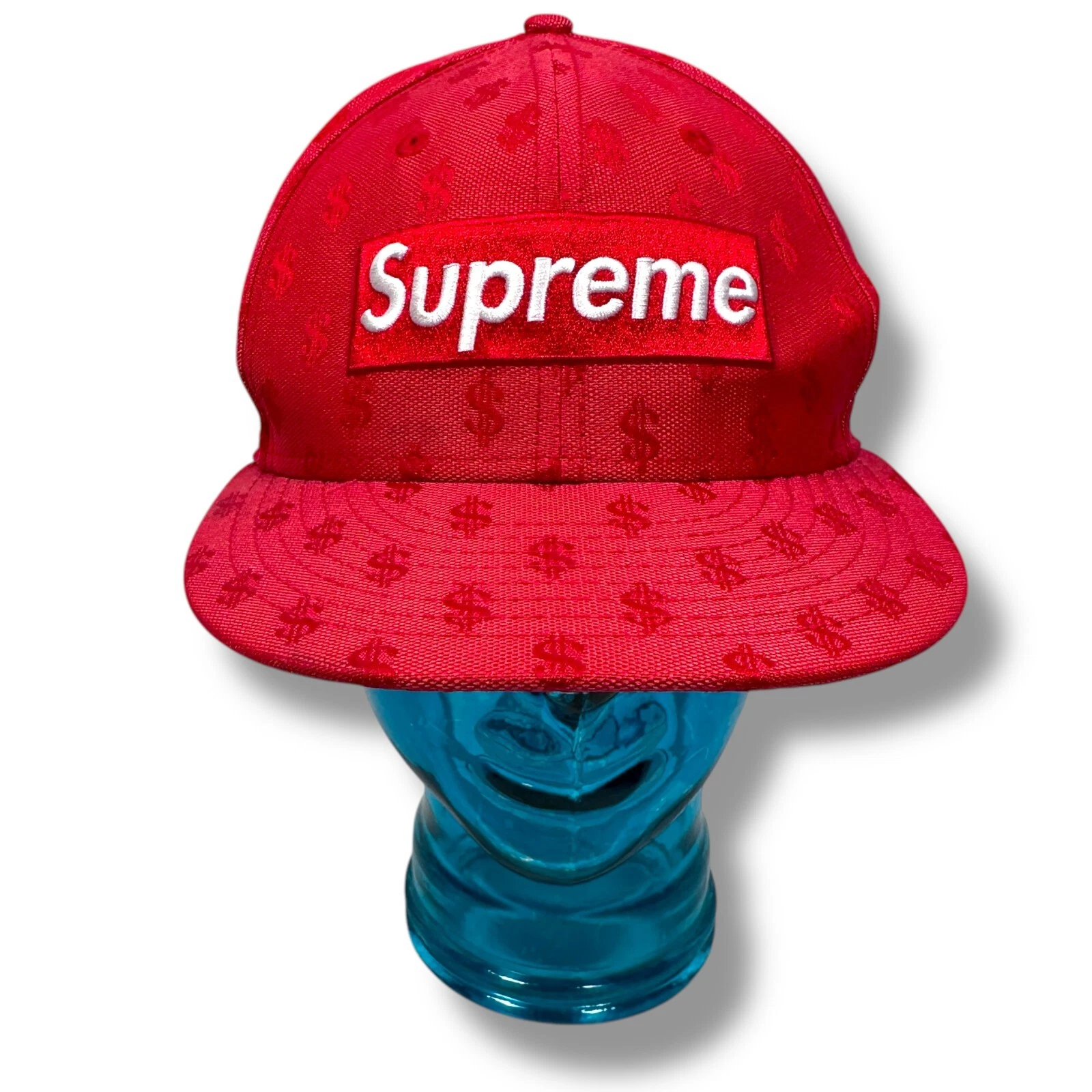 Chapeau ajusté homme Supreme Monogram Box Logo New Era 59Fifty 7 1/4 rouge 5 panneaux