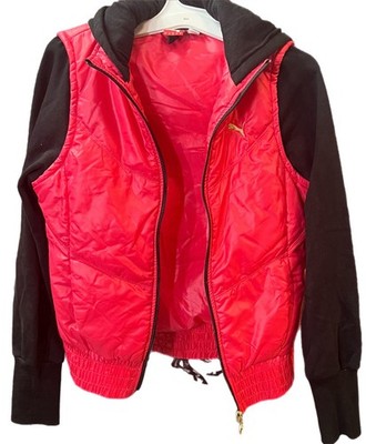 PUMA Women's Size Xtra Small Puffer Hoodie HOT PINK Zip Woven Jacket