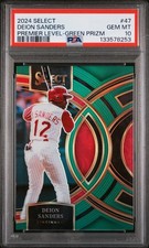 Deion Sanders 2024 Select Premier Level Green Prizm 2/5 PSA 10 #47