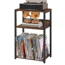 Record Player Stand, 3-Tier End Side Table with Vinyl Record Storage, Vinyl R