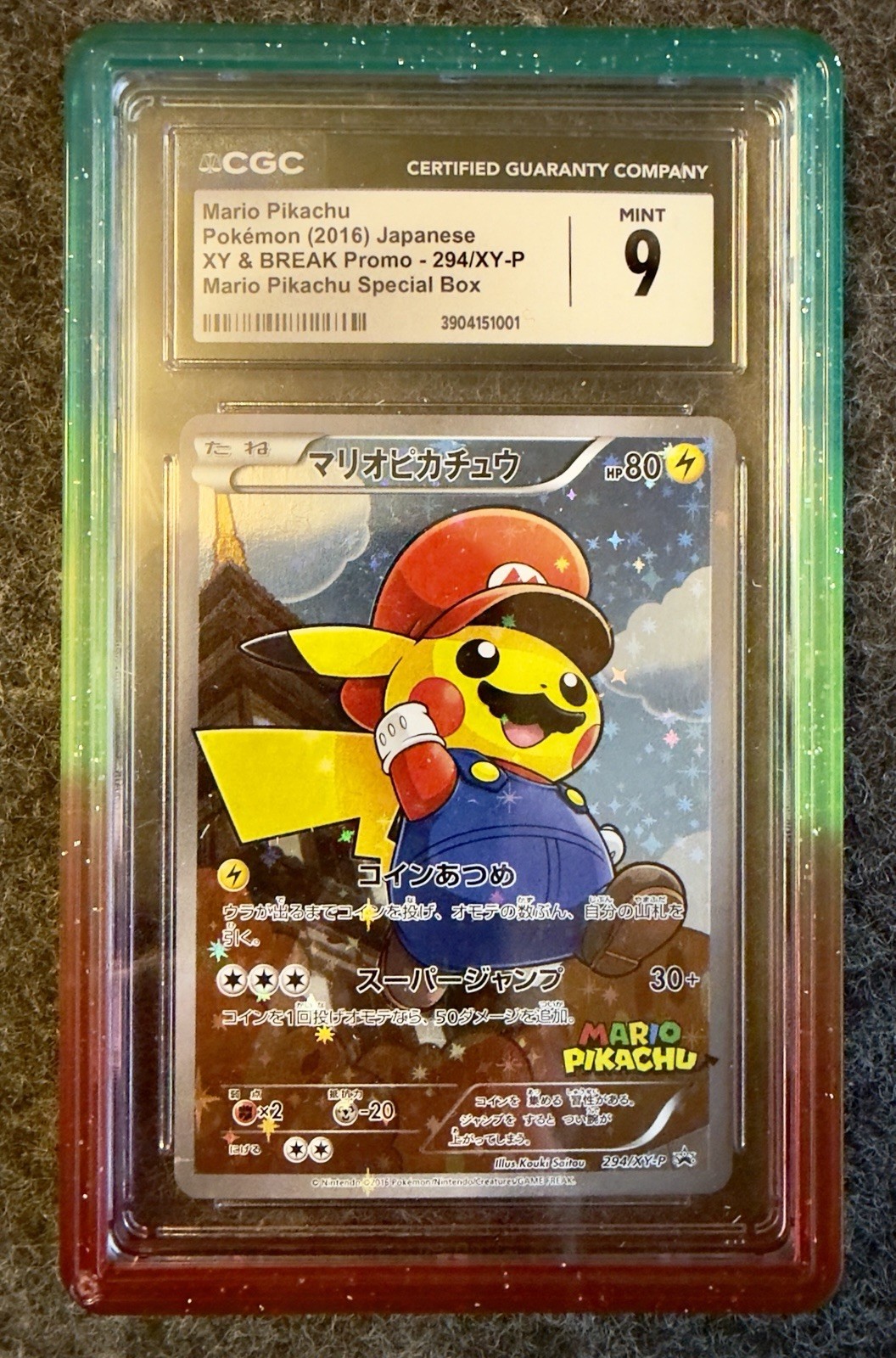 2016 Pokemon Japanese 294/XY-P Mario Pikachu Full Art CGC 9