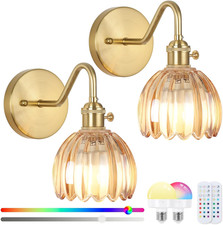 Battery Operated Wall Sconce Vintage,Battery Wall Sconces Set of Two with RGB Di