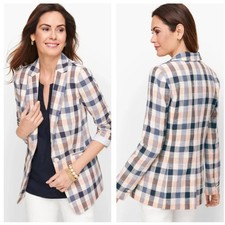 Talbots Vivid Plaid Blazer Multi-Check Pattern Single Button- US 8