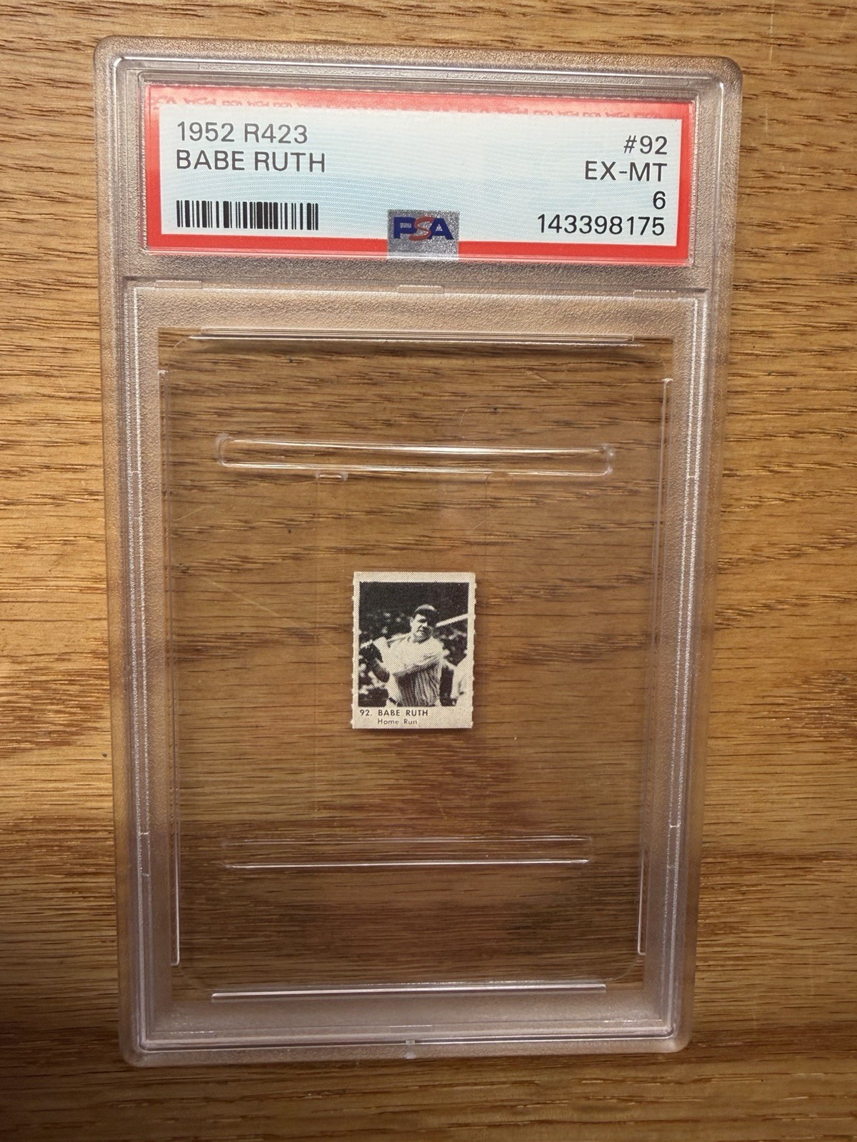 1952 R423 #92 Babe Ruth PSA 6 Vintage HOF Baseball Card view 2