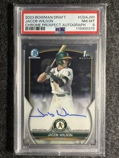 Jacob Wilson 2023 Bowman Draft #BDA-JWI Chrome 1st Prospect Auto Athletics PSA 8