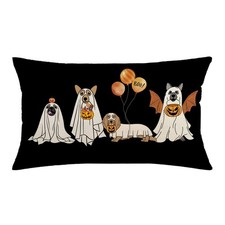 Halloween Throw Pillow Cover 12x20 Inch Cute Ghost Dog Halloween Decorations ...