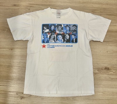 Vintage American Idols Tour 2002 Top 10 T-Shirt White Kelly Clarkson Winner