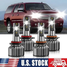 Front LED Headlight 4x High Low Beam Bulb For Chevy Suburban 1500 2000-2005 2006