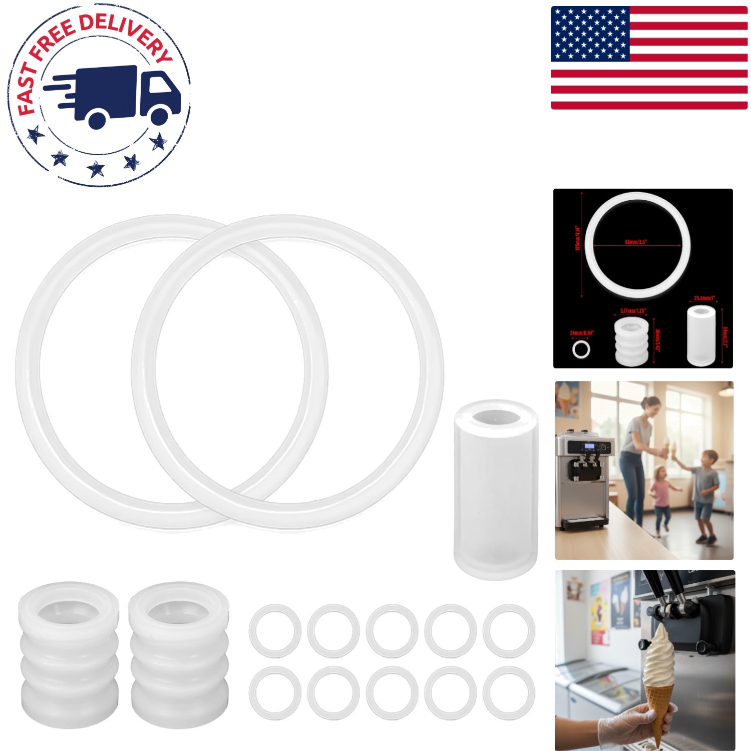 15-Piece Food Grade Silicone Sealing Set for Ice Cream Machines - VEVOR & More