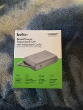 Belkin BoostCharge Power Bank 10K with Integrated USB-C Cable 10,000mAh, grey