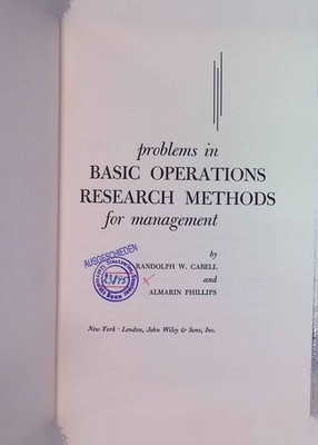 Problems in Basic Operations Research Methods for Management Cabell, Randoplh W.