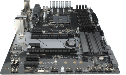 ASRock B450 Pro4 Rev.1 ATX Mainboard - Sockel AM4 4x DDR4 PCIe3x16 + I/O Shield - Bild 1 von 6