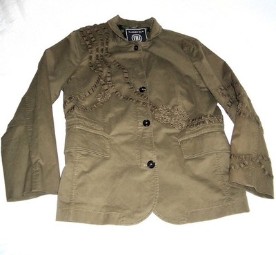 BLONDE No.8 lässige Jacke Blazer khaki grün Zierperlchen Stickerei Gr. 40