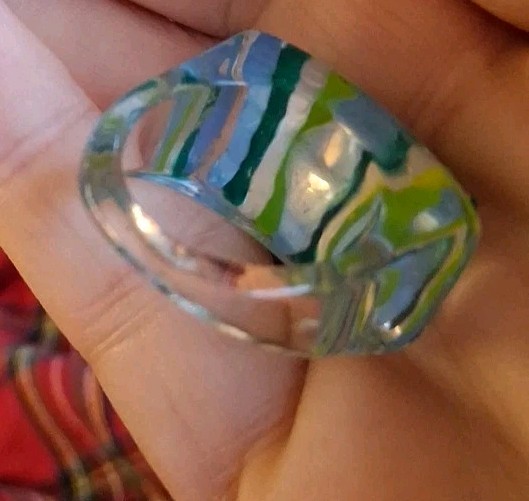 Vtg Murano Ring With A Rectangular Top Clear Ring… - image 5