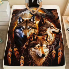 Tribal Wolf Design 3D All Over Print Blanket