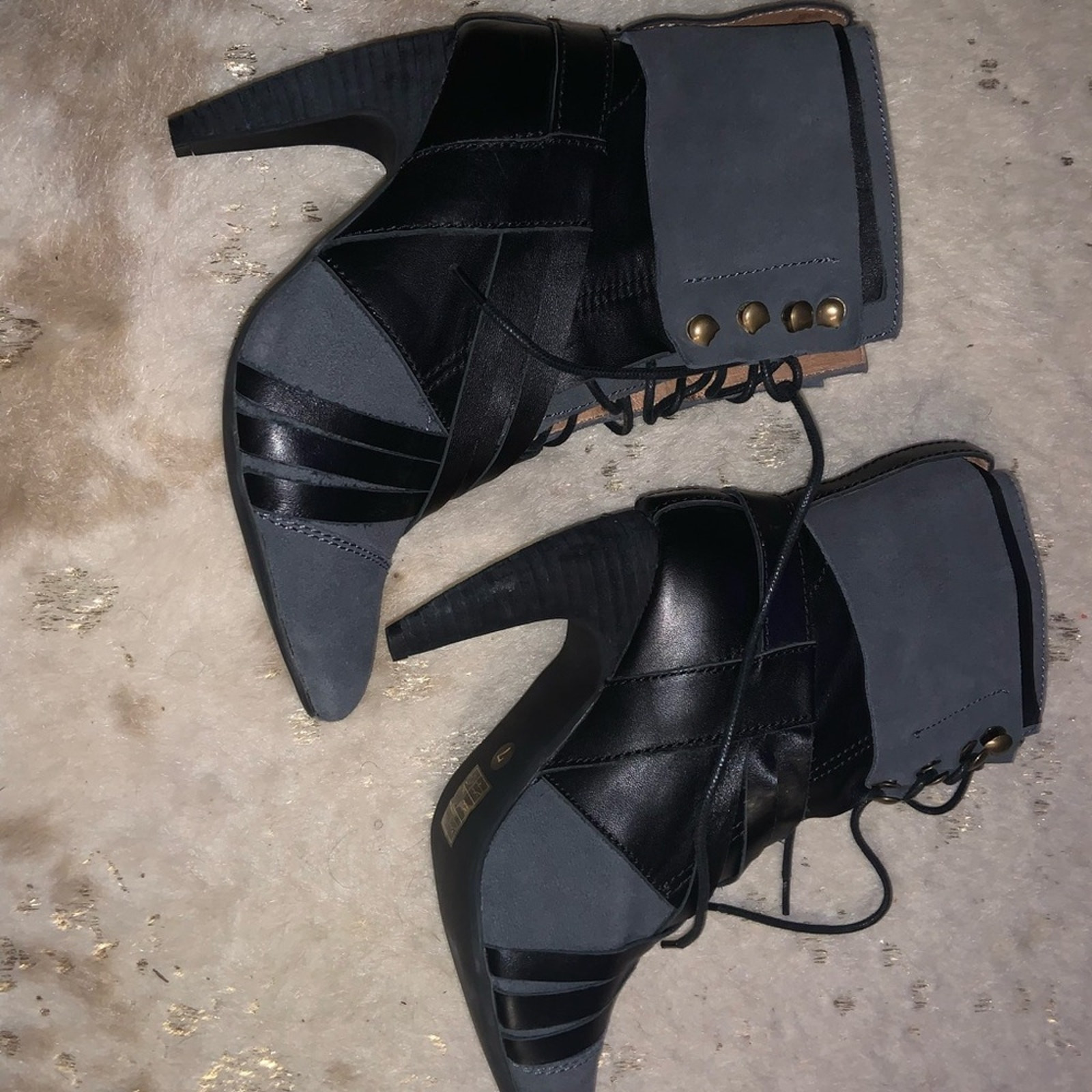 RARE free people x Jeffrey Campbell Bray Heeled Boot Black Gray Victorian boho image 4