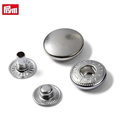 Prym Easy-Open Anorak Snaps 15mm S Silver 10 Sets (Parts Only)
