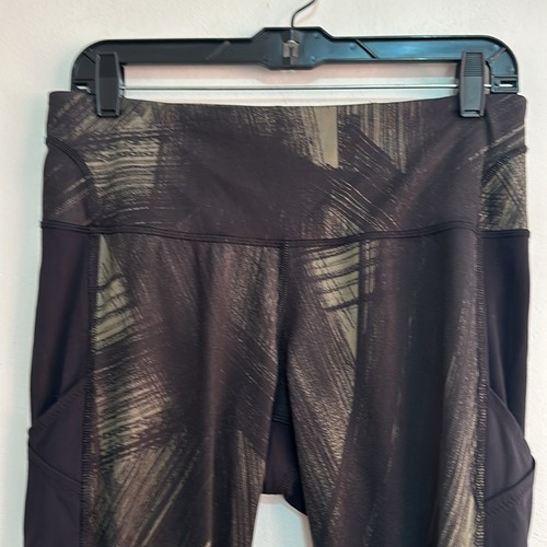Lululemon Fresh Mesh Run Crop Pants leggings Size 8 Green Black yoga - Picture 5 of 9