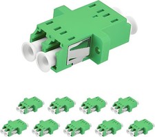 10 Pack LC to LC APC Duplex Singlemode Fiber Optic Adapter Coupler, Green