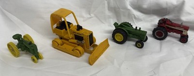 Lot of 4 Ertl Farm 2WD Tractor, John Deere & Construction Diecast Bulldozer