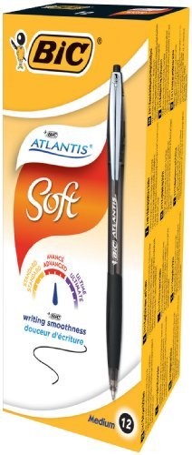 BIC Atlantis Soft Kugelschreiber, Schwarz, 12Er Pack, 1,0 Mm-image