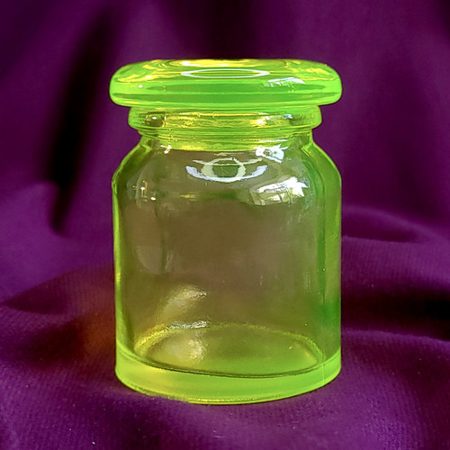 Uranium Yellow Glass Jar Vaseline Clear Yellow Glass Jar with Lid Art Deco