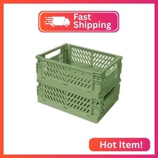 Tobeso-Nuoze Mini Pastel Plastic Storage Bins 2Pcs Foldable Pastel Crates