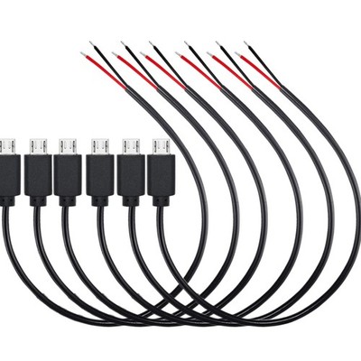 Mikro USB Kabel Pigtail 30cm 22AWG 2-polig für LED Fans 6 Stück