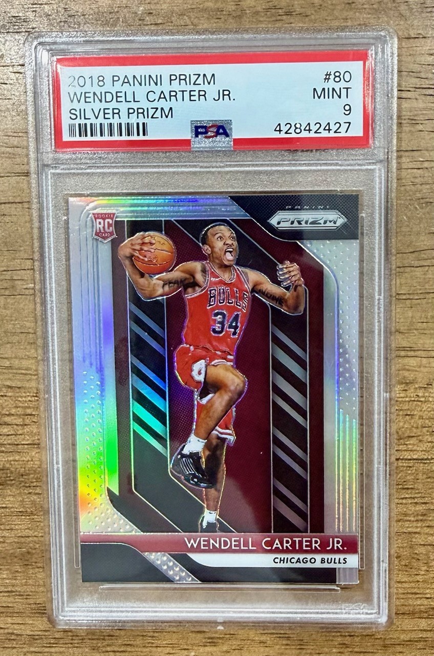 2018-19 Panini Prizm Wendell Carter Jr. #80 Silver Prizm RC PSA 9 Bulls Magic
