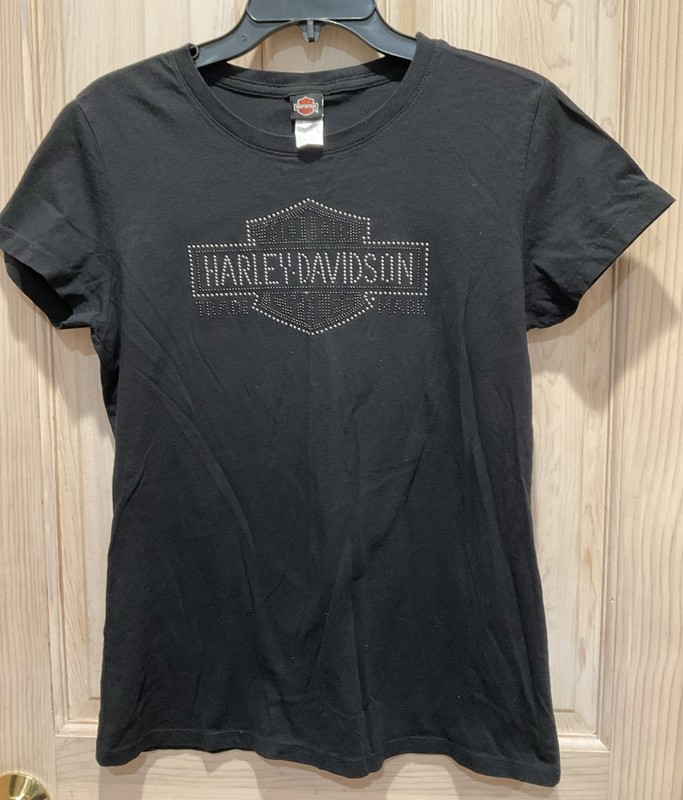Harley Davidson Black Women’s Extra Large XL Rhinestone Crew Neck Pre-Owned EUC