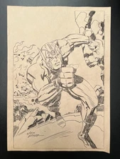 Jack Kirby Drawing on paper (Handmade) signed and stamped mixed media.