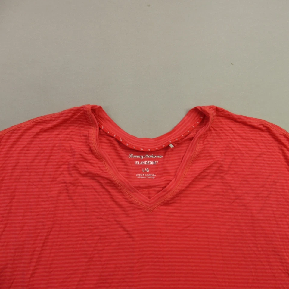 Camisa feminina Tommy Bahama grande sem mangas gola V casual leve vermelha - Imagem 3 de 4