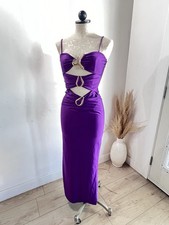 Fashion Nova Plum Cut Out Maxi Dress Sweetheart Neckline Strappy Sleeves Size M
