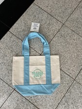 Trader Joe  s Blue Mini Pastel Canvas Tote Bag NWT