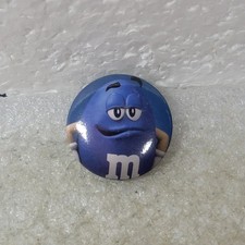 Vintage Blue M&M Candy Character Pinback Button Mars Advertising Promo Badge