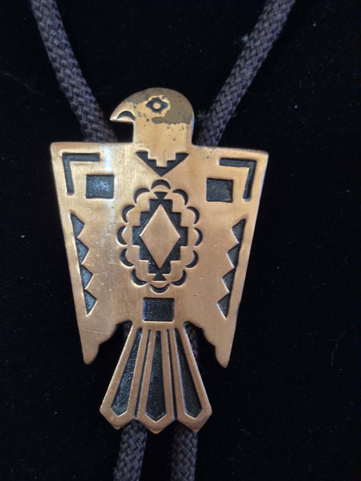 Solid Copper Thunderbird Bolo Tie Pendant Bell Tr… - image 1